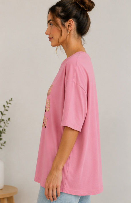 Heart Print Oversized T-Shirt