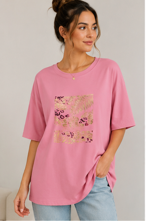 Heart Print Oversized T-Shirt