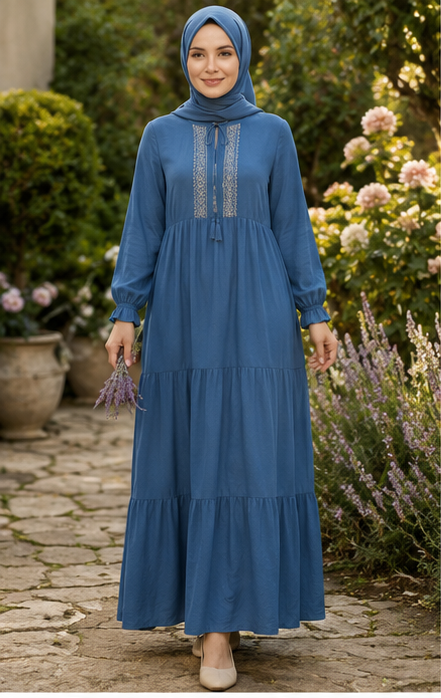 Modest Embroidered Maxi Dress