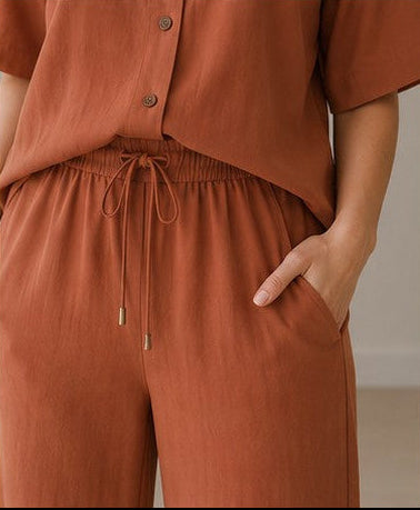 Effortless Linen-Blend Co-ord Set in Terracotta