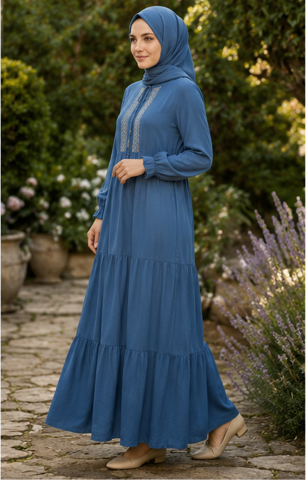 Modest Embroidered Maxi Dress