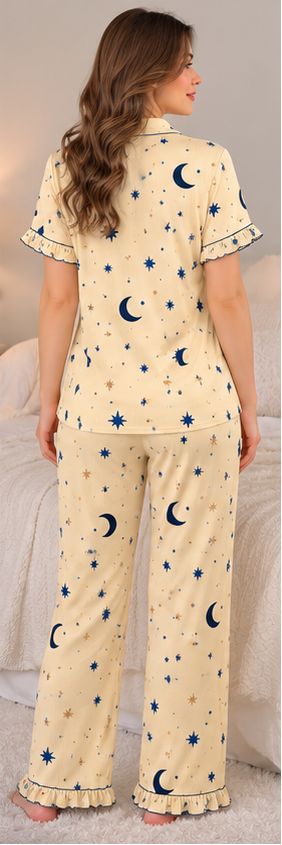 Celestial Print Cotton Pajama Set