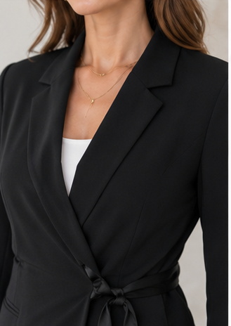 Elegant Belted Tailored Blazer