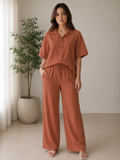 Effortless Linen-Blend Co-ord Set in Terracotta