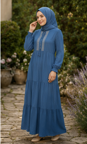 Modest Embroidered Maxi Dress