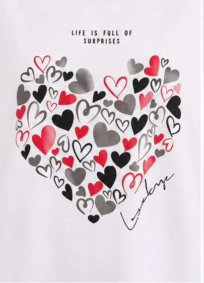 Heart Print Oversized T-Shirt