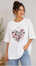 Heart Print Oversized T-Shirt