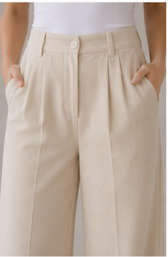 Classic Pleated High-Waist Wide-Leg Trousers