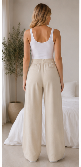 Classic Pleated High-Waist Wide-Leg Trousers