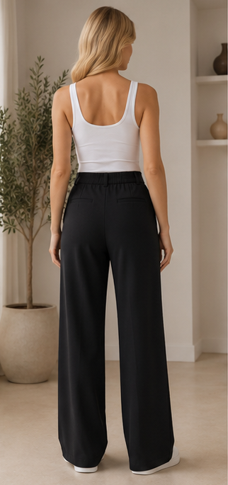 Classic Pleated High-Waist Wide-Leg Trousers