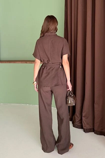Linen Suit with Gold Buttons