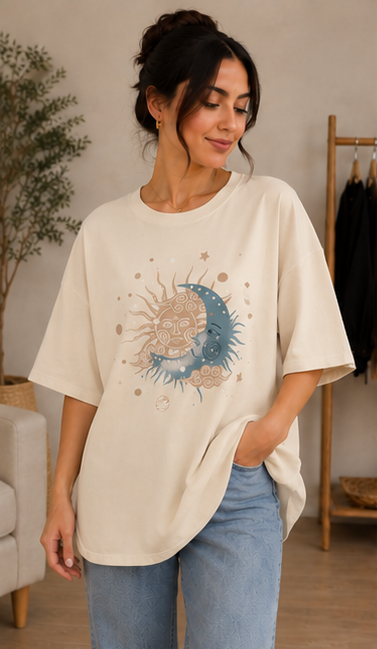 Celestial Graphic Oversized T-Shirt