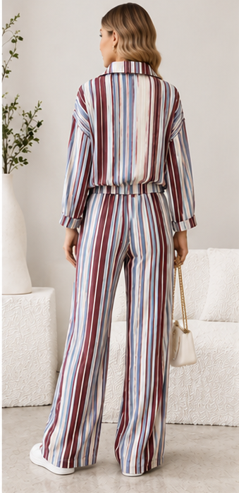 Women's Striped Zip-Up Co-Ord Set