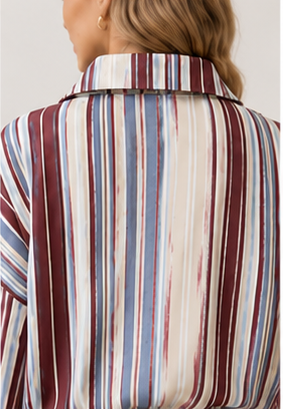 Women's Striped Zip-Up Co-Ord Set
