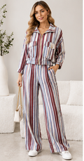 Women's Striped Zip-Up Co-Ord Set
