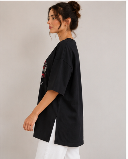 Heart Print Oversized T-Shirt