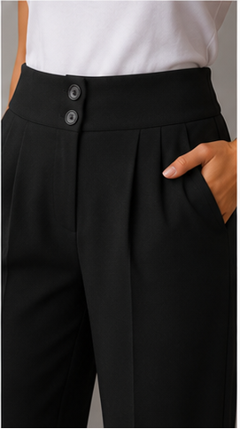 Classic High-Waisted Wide-Leg Pleated Trousers