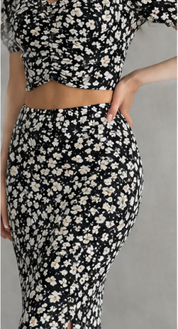 Floral Crop Top & Midi Skirt Co-Ord Set