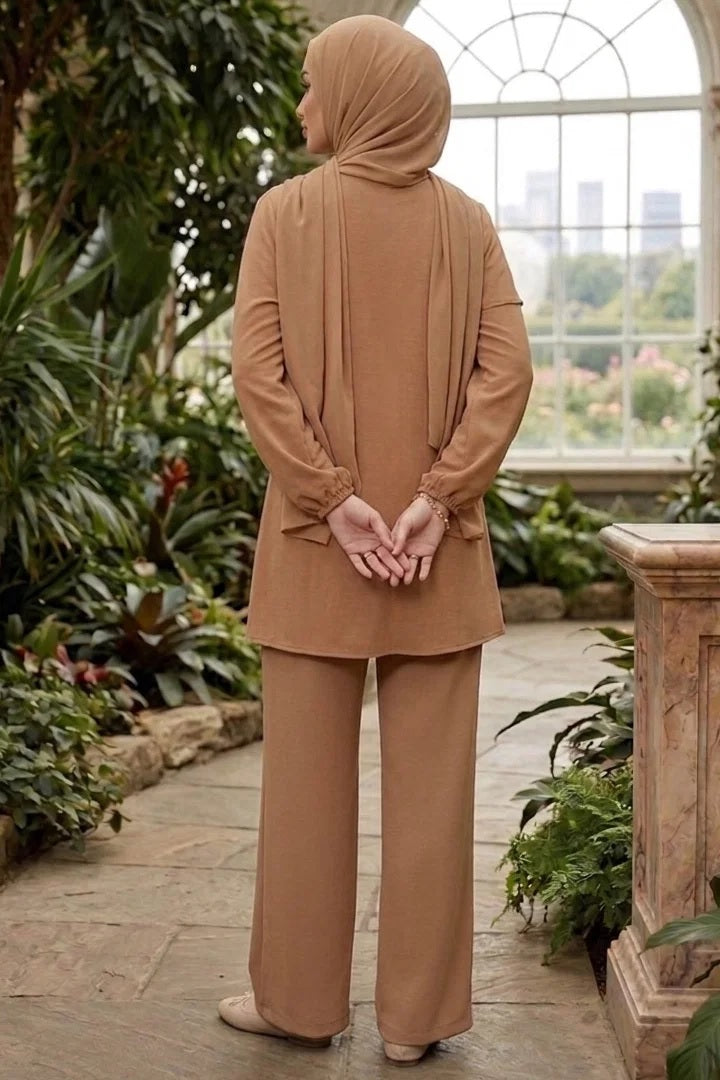 Elegant Drape Detail Modest Two-Piece Set