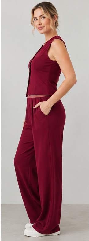 Elegant Sleeveless Vest & Wide-Leg Pants Set