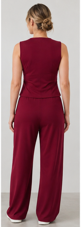 Elegant Sleeveless Vest & Wide-Leg Pants Set