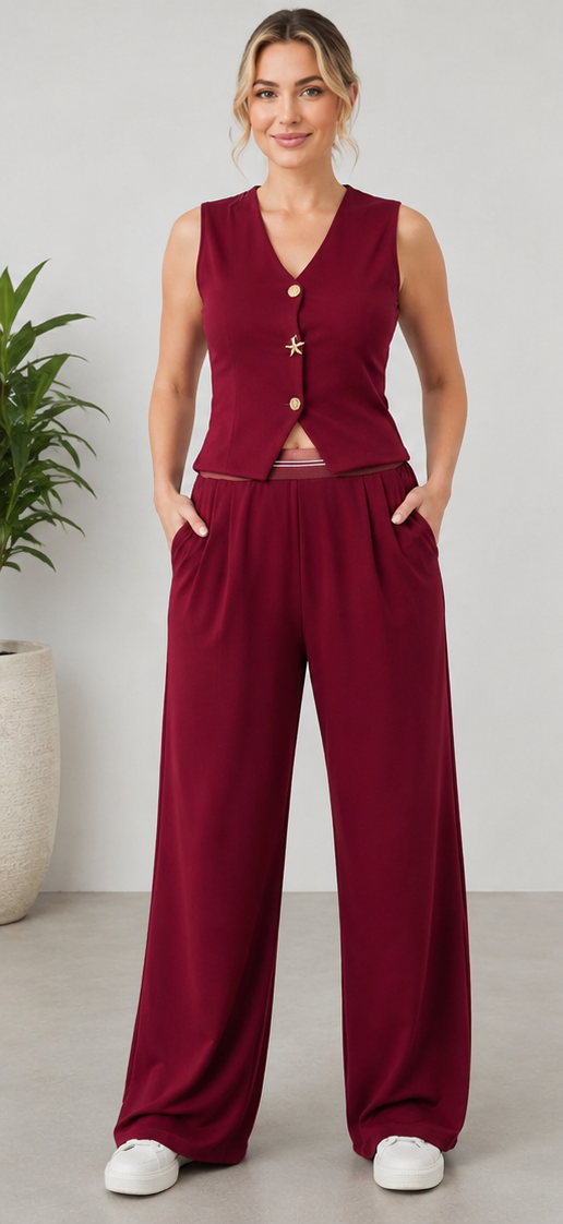Elegant Sleeveless Vest & Wide-Leg Pants Set