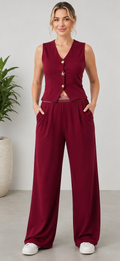 Elegant Sleeveless Vest & Wide-Leg Pants Set
