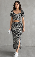 Floral Crop Top & Midi Skirt Co-Ord Set