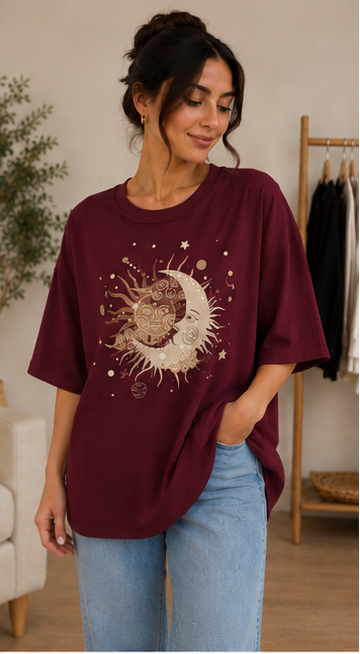 Celestial Graphic Oversized T-Shirt