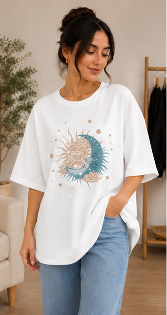 Celestial Graphic Oversized T-Shirt