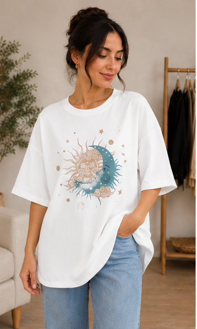 Celestial Graphic Oversized T-Shirt