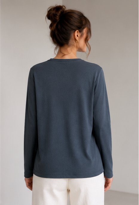 Elegant Button Detail Long Sleeve Top
