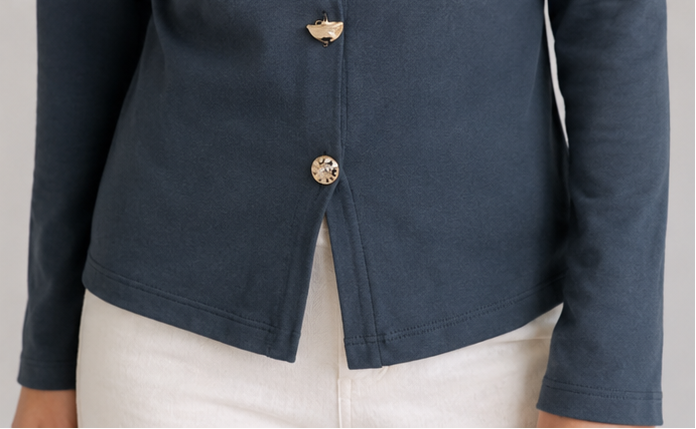 Elegant Button Detail Long Sleeve Top
