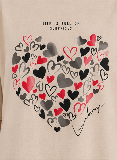 Heart Print Oversized T-Shirt