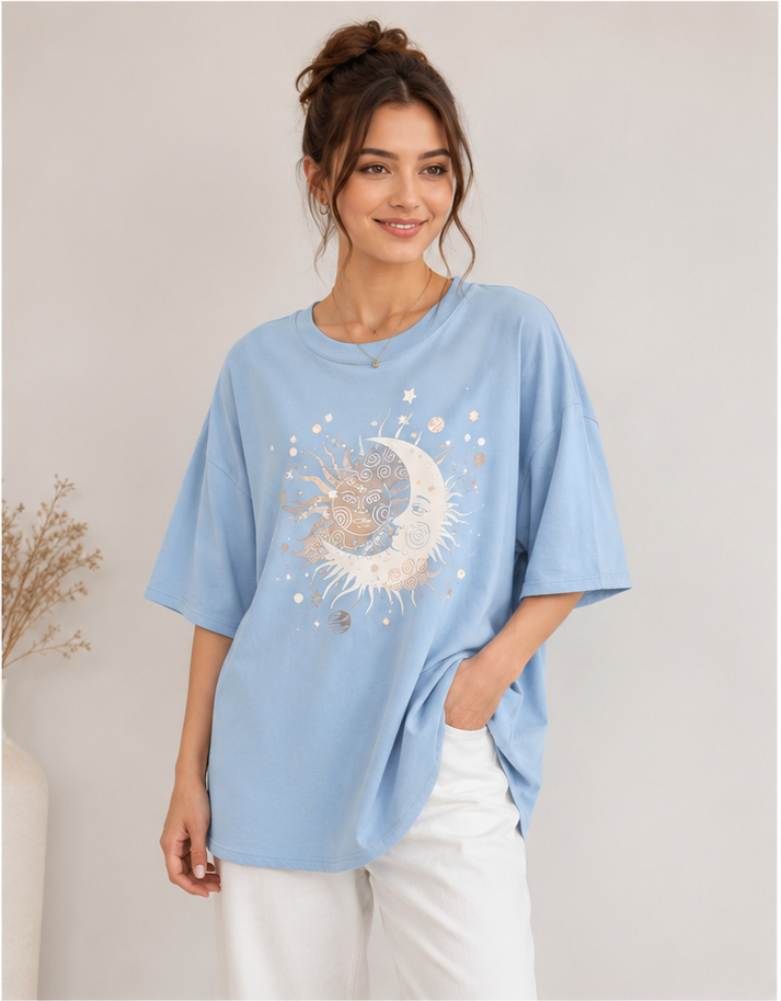 Celestial Graphic Oversized T-Shirt