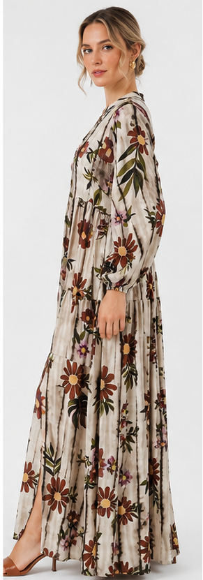 Vintage Floral Tiered Maxi Dress
