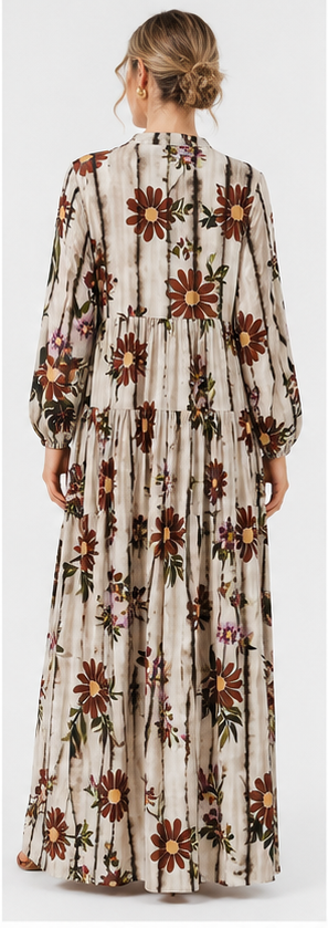 Vintage Floral Tiered Maxi Dress