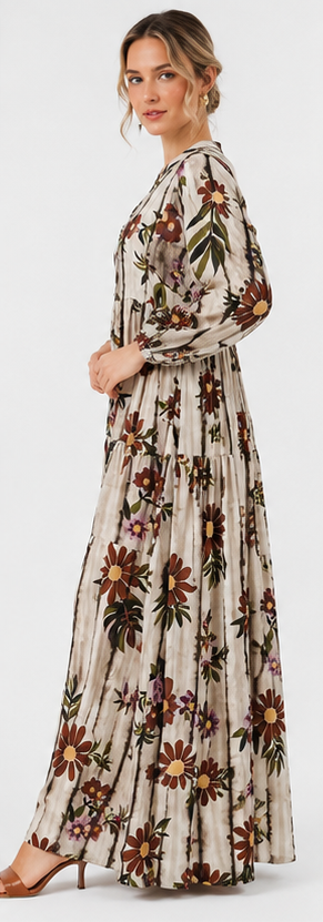 Vintage Floral Tiered Maxi Dress