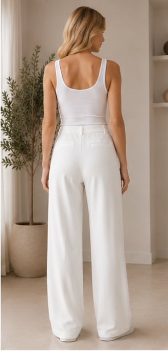 Classic Pleated High-Waist Wide-Leg Trousers