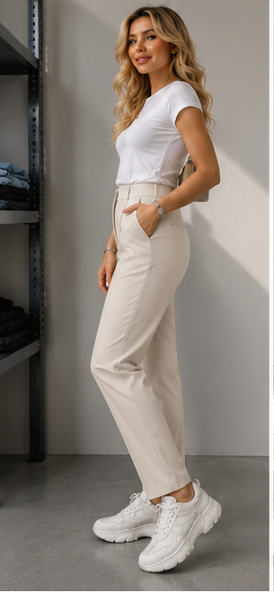 Classic High-Waisted Wide-Leg Pleated Trousers