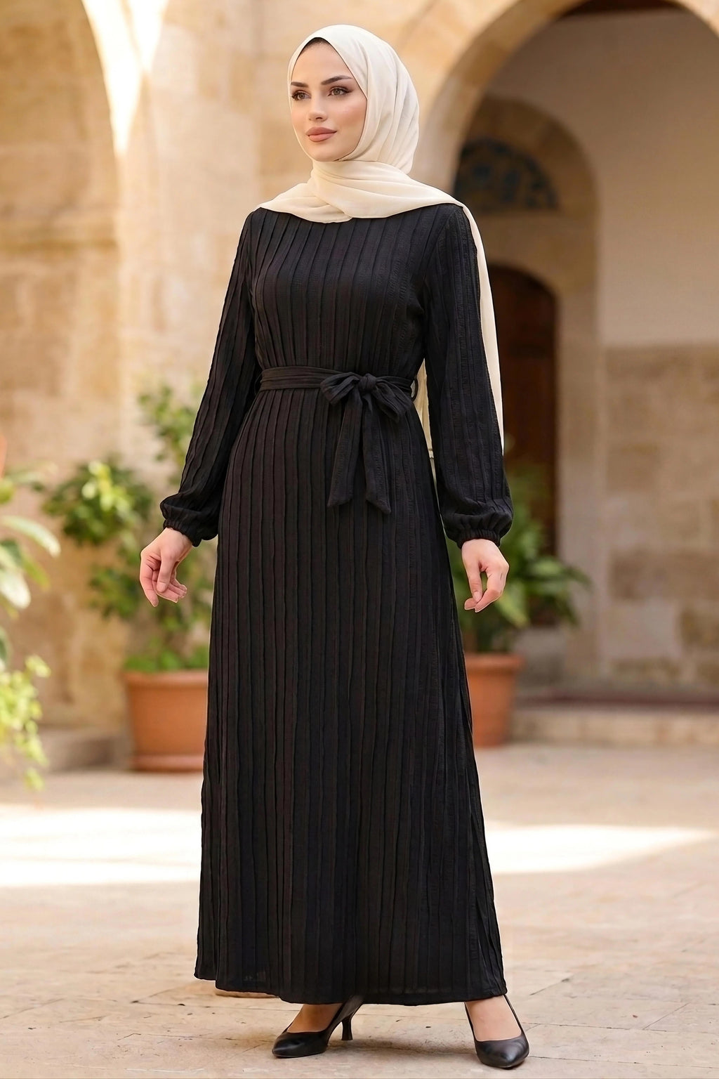 Pleated Modest Maxi Dress