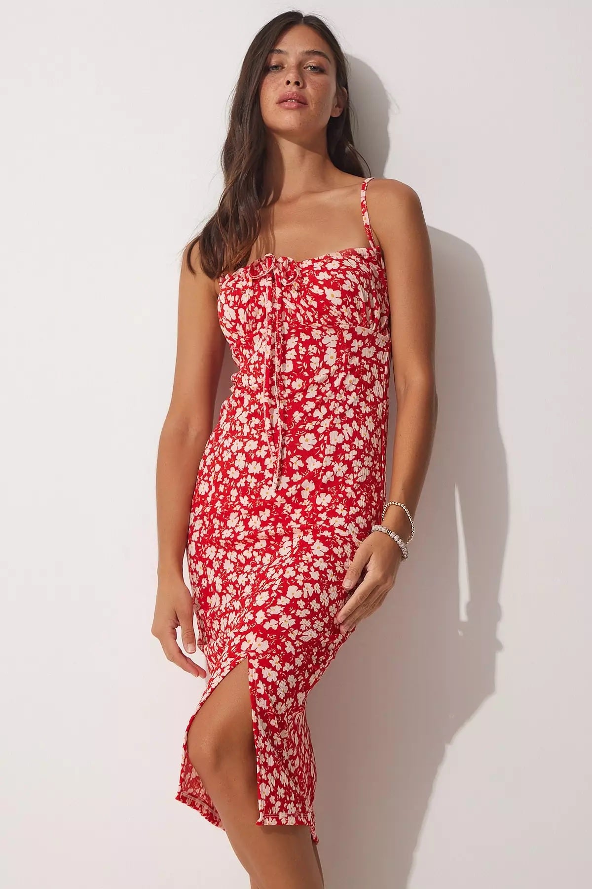 Floral Tie-Front Midi Dress