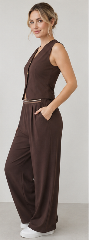 Elegant Sleeveless Vest & Wide-Leg Pants Set