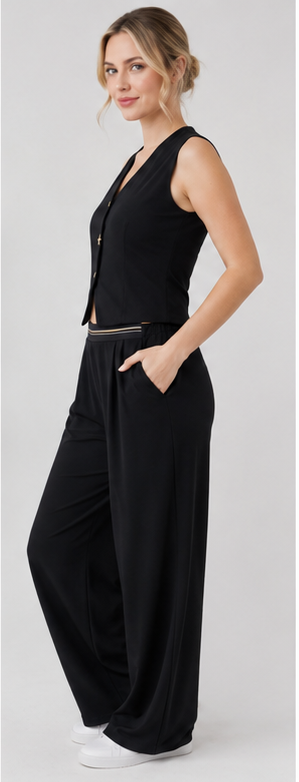 Elegant Sleeveless Vest & Wide-Leg Pants Set