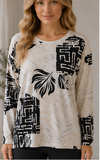 Printed Long-Sleeve Top