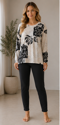 Printed Long-Sleeve Top
