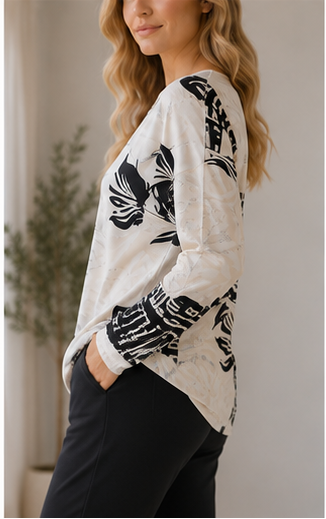 Printed Long-Sleeve Top