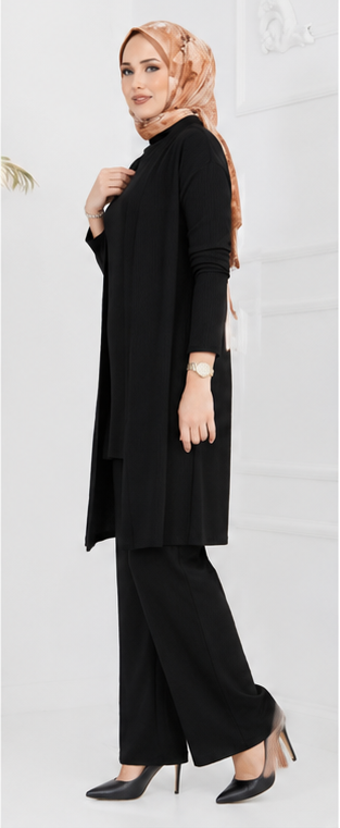 Elegant Modest 3-Piece Ribbed Set
