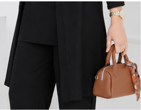 Elegant Modest 3-Piece Ribbed Set