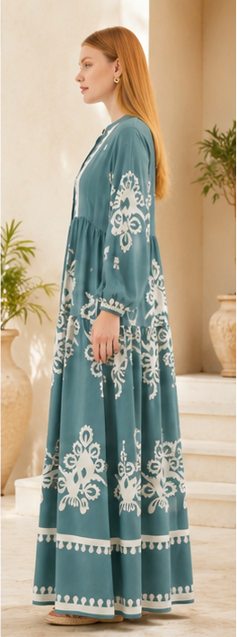 Printed Modest Maxi Dress